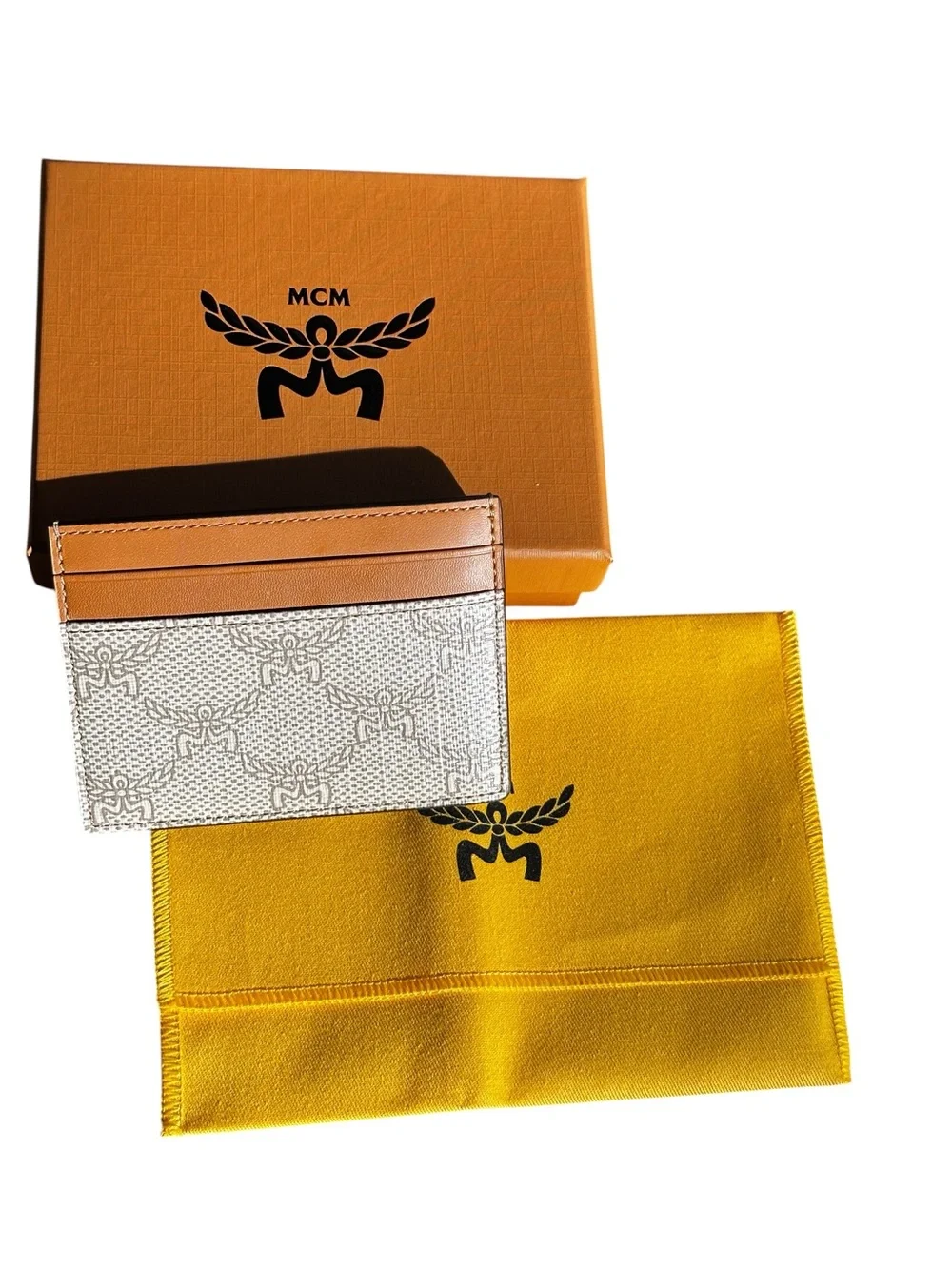 MCM Himmel Lauretos Coated Canvas Card Case Oatmeal Authentic